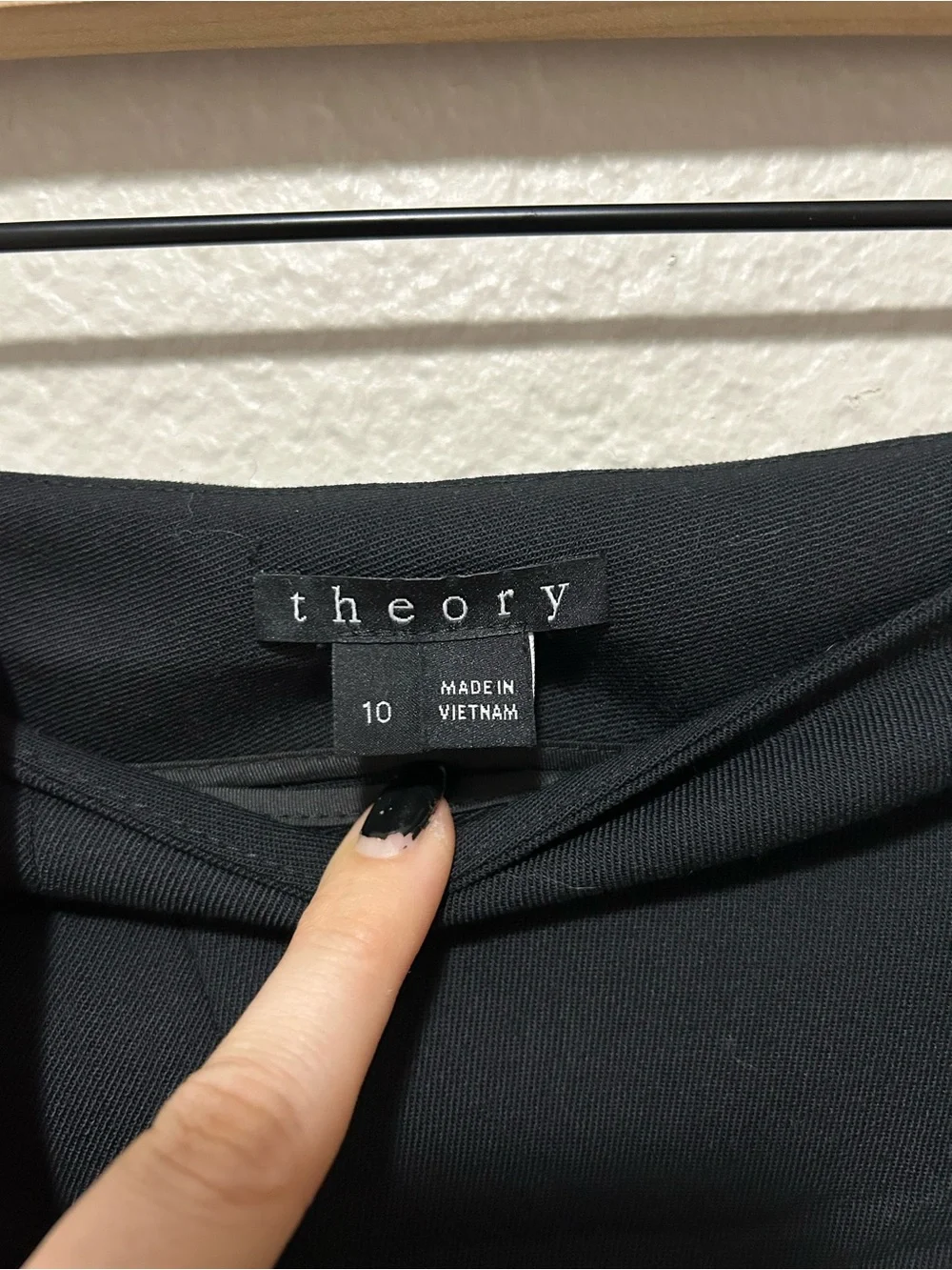 Theory Black 98% Virgin Wool Asymmetrical Trumpet Midi Skirt Size 10